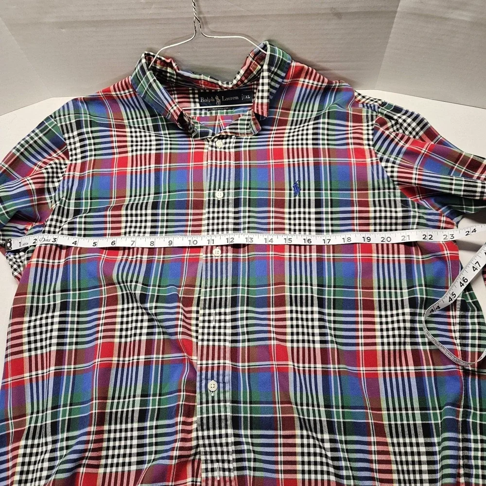 Ralph Lauren Plaid Button Up Long Sleeve Collared Shirt Size XL